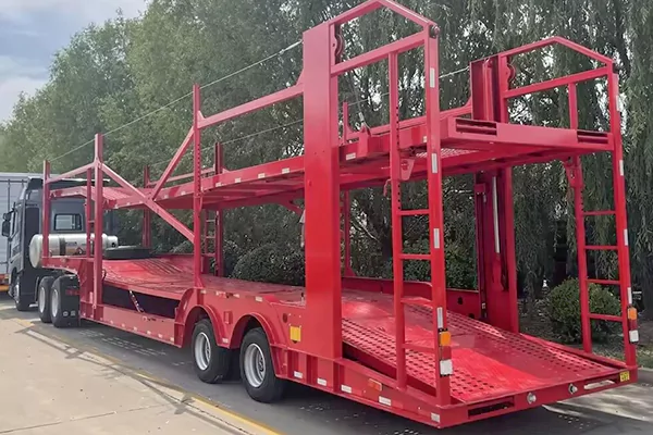 10 Cars 2 Axles Hydraulic Car Hauler / Car Transport Semi Truck Trailer